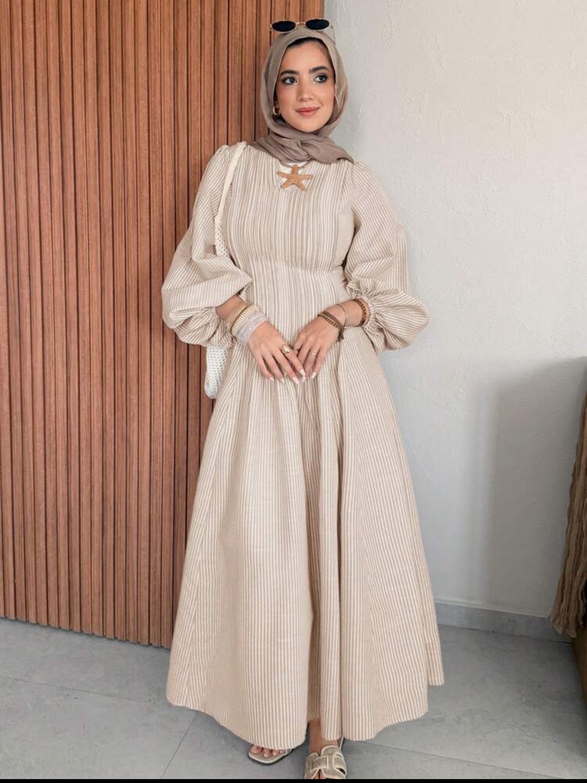 فستان ماكسي مخطط محتشم